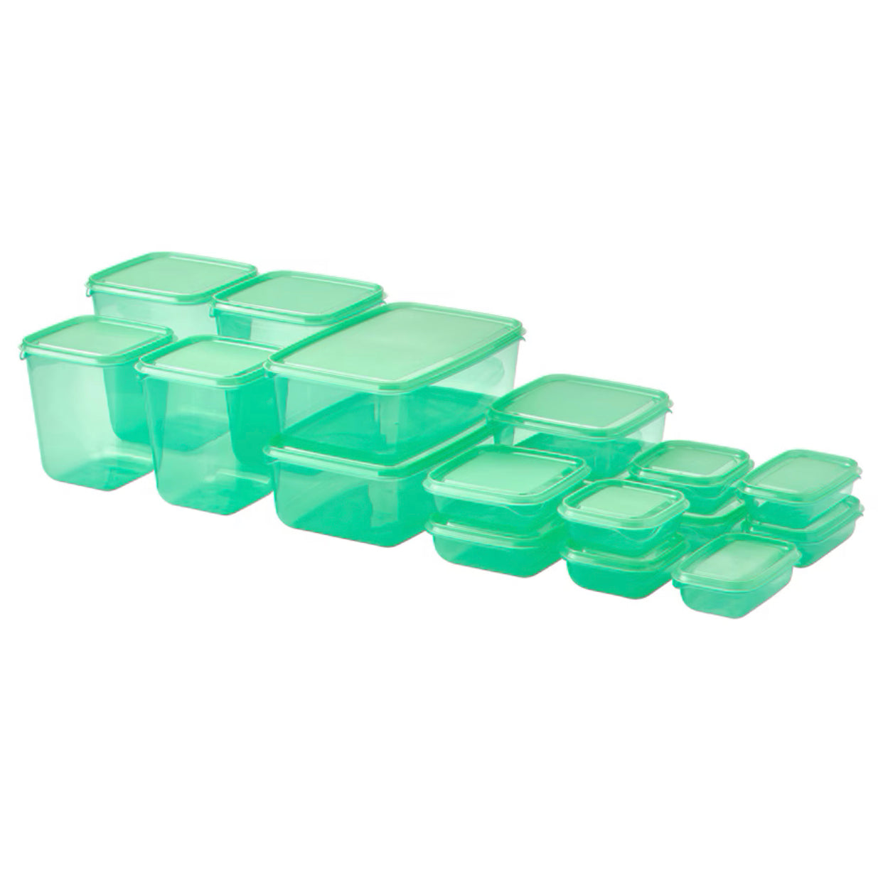 IKEA PRUTA, Food container with lid, set of 17, green