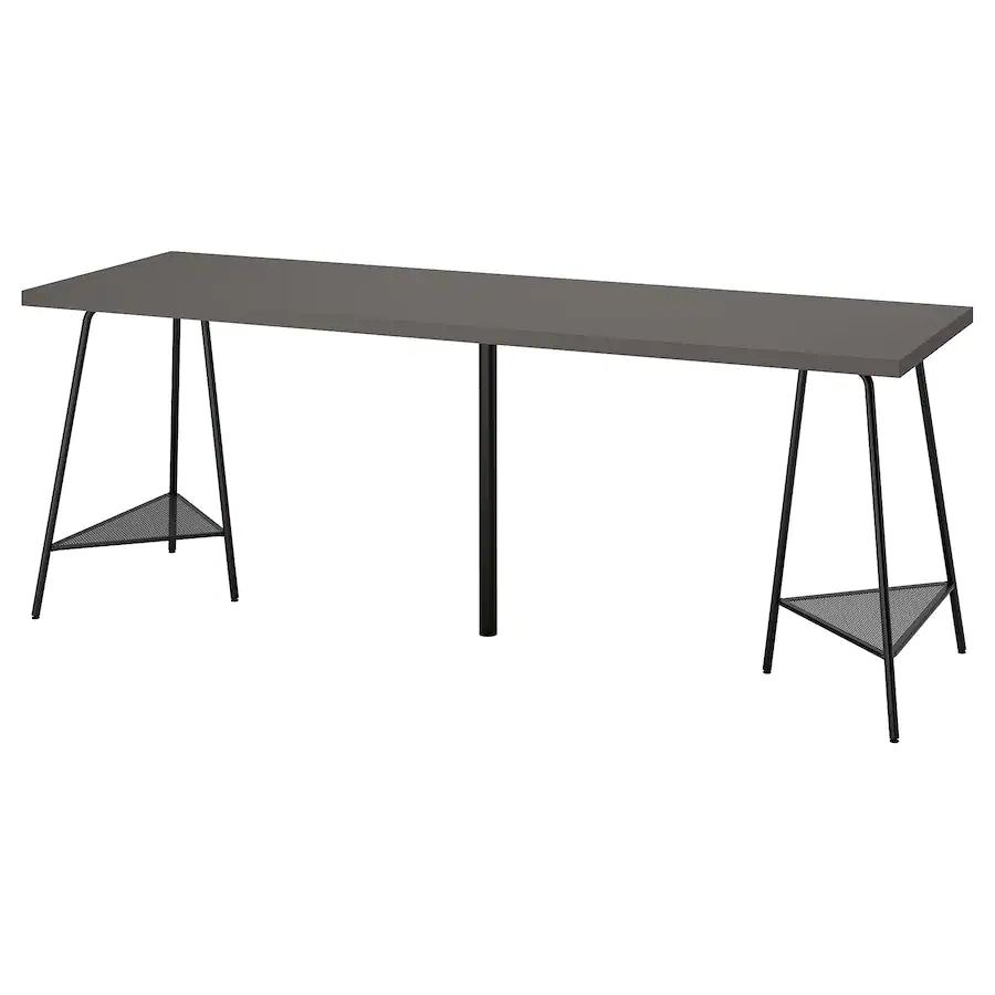 LAGKAPTEN / TILLSLAG Desk, dark grey/black, 200x60 cm – abqarybwn