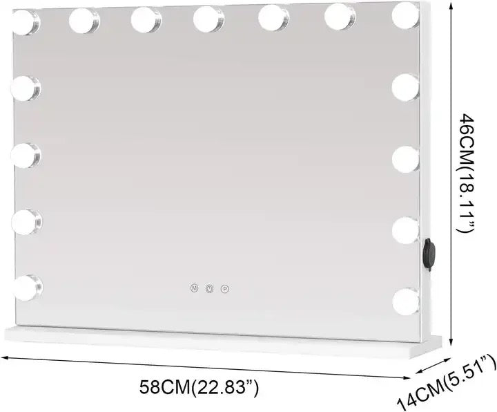 PRIDĒ Vanity mirror 15 LED bulbs,  58 x 46 cm