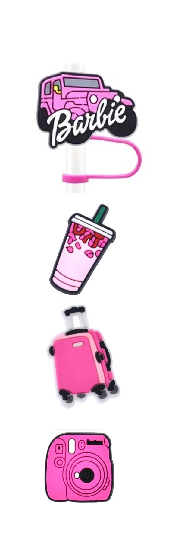 BARBIE Tumbler Straw Topper & Caps, set of 4, 6-8mm