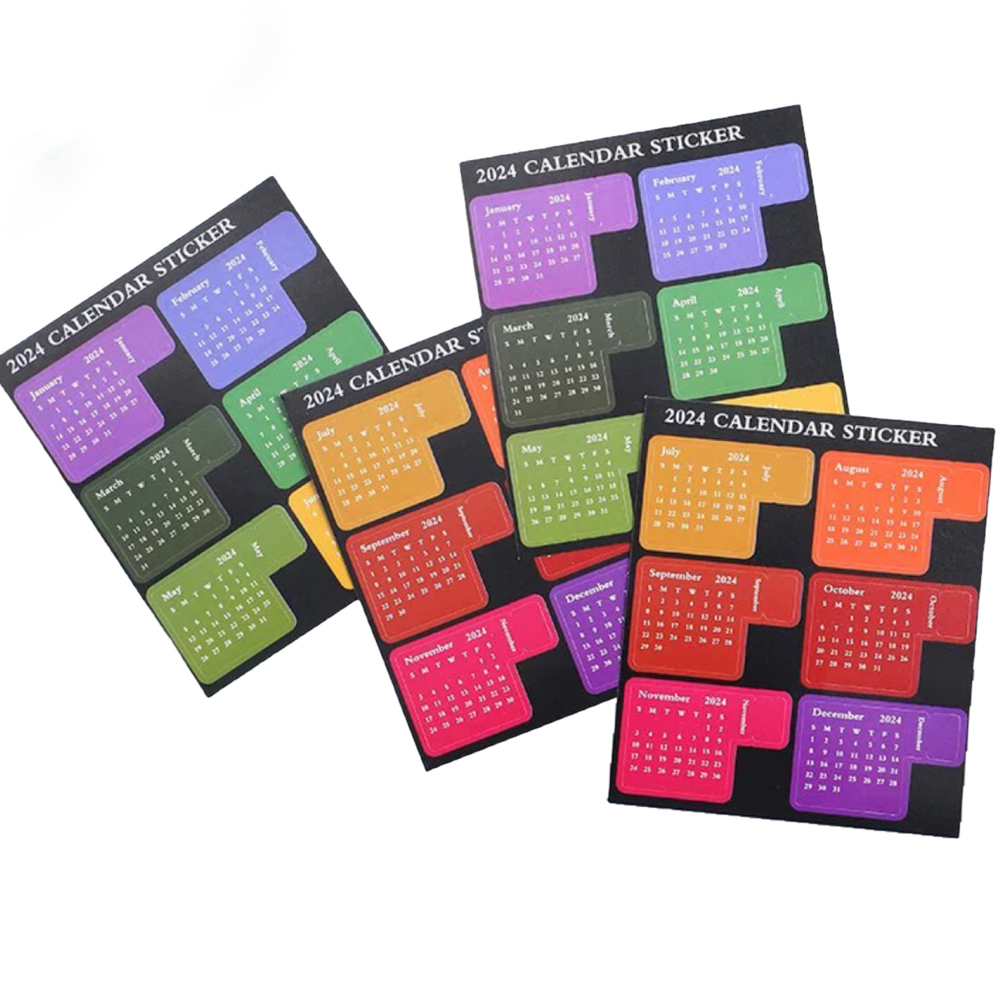 2024 English Waterproof Calendar Month Index Label Stickers