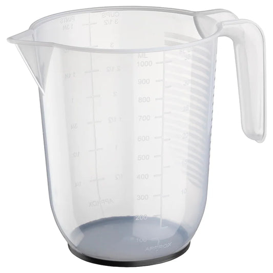 BEHÖVA Measuring jug, transparent/grey, 1 l