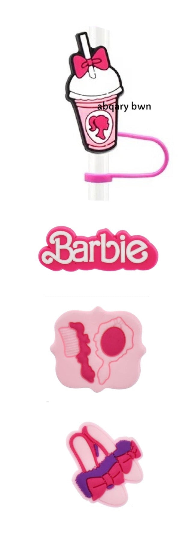 BARBIE Tumbler Straw Topper & Caps, set of 4, 6-8mm