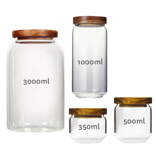 KÜTILAPAM Borosilicate airtight Jar with lid, glass/acacia wood, 350ml