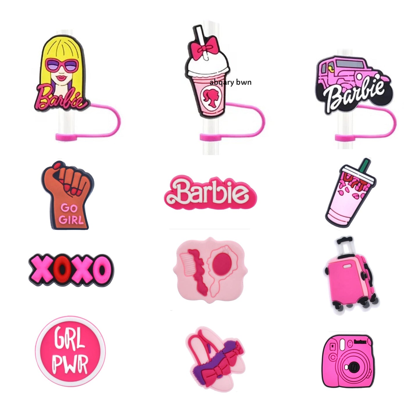 BARBIE Tumbler Straw Topper & Caps, set of 4, 6-8mm