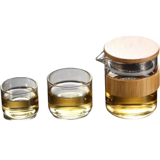 KÜTILAPAM Borosilicate teapot  2 in 1 filter &  bamboo lid, 300ml