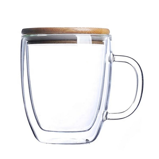 KÜTILAPAM Borosilicate mug with filter & bamboo lid, 350ml