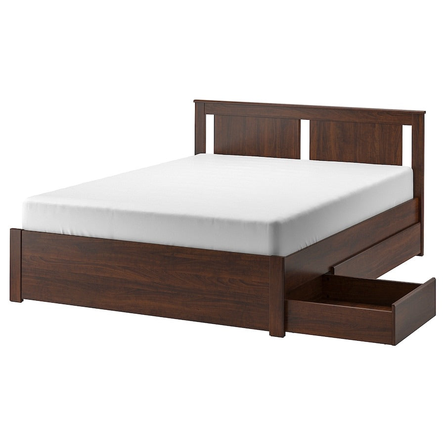 [pre-order] IKEA SONGESAND Bed frame with 2 storage boxes, brown/Luröy, 180x200 cm
