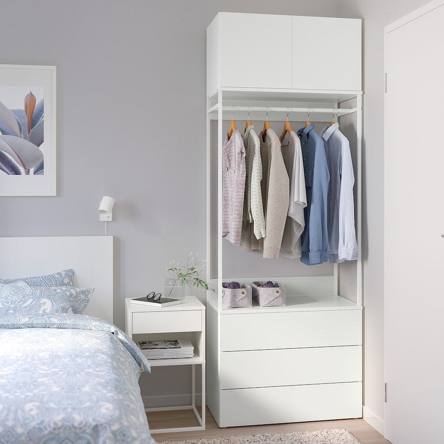 [pre-order] IKEA PLATSA Wardrobe with 2 doors+3 drawers, white/Fonnes white, 80x42x221 cm