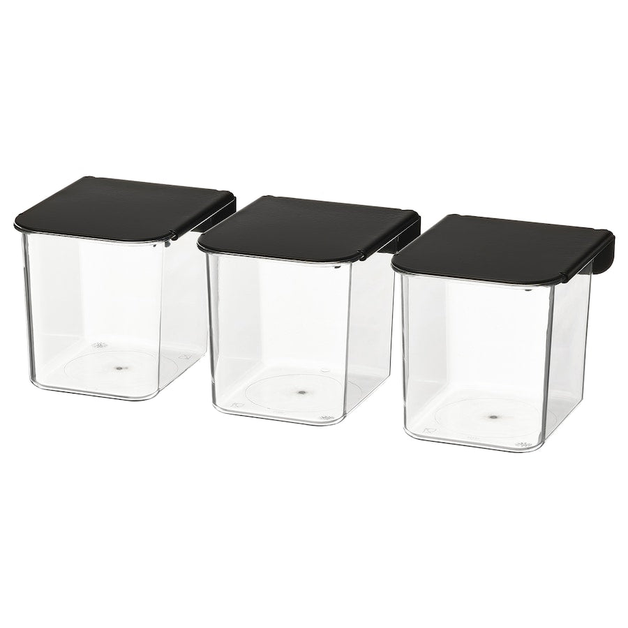 SKÅDIS Container with lid, transparent/black