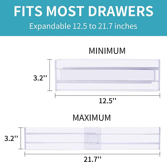 RANGÍN clear adjustable drawer divider, 31-55 x 8 cm