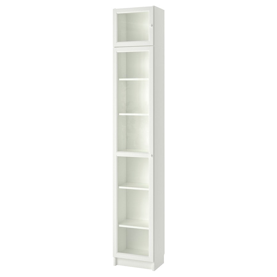 BILLY / OXBERG Bookcase with glass door, white/glass, 40x30x237 cm