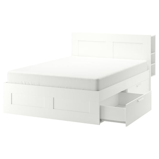 [pre-order] IKEA BRIMNES Bed frame w storage and headboard, white/Luröy, 180x200 cm