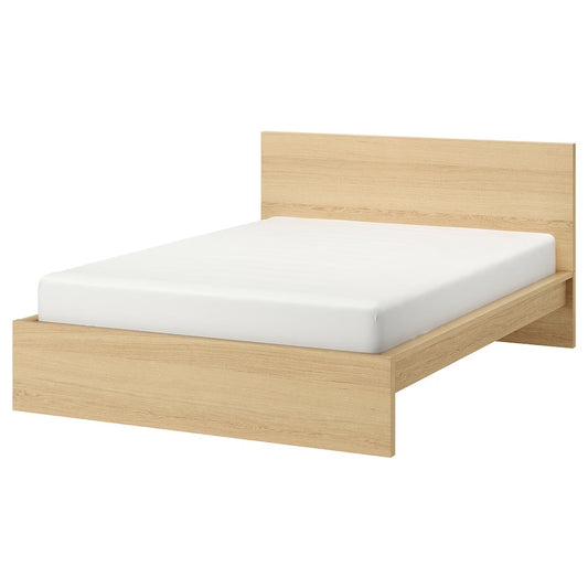 IKEA MALM Bed frame, high, white stained oak veneer/Luröy, 150x200 cm