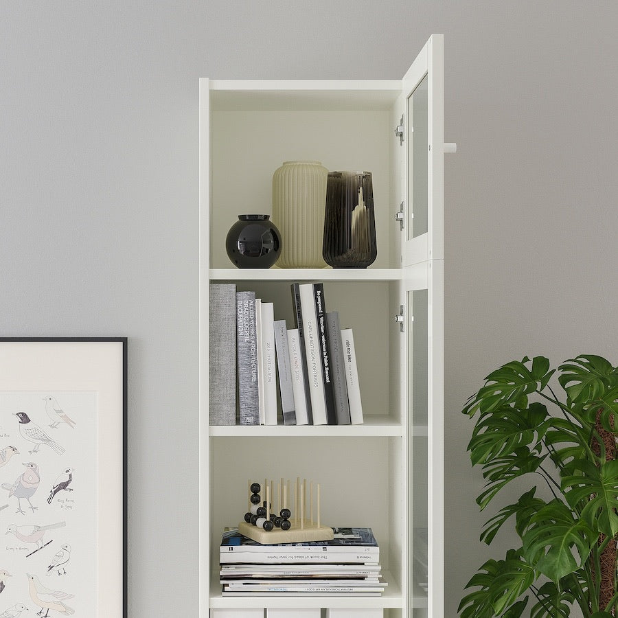 BILLY / OXBERG Bookcase with glass door, white/glass, 40x30x237 cm