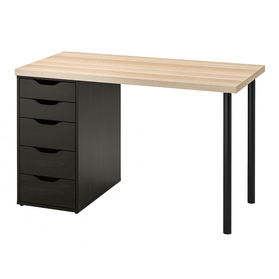 IKEA LAGKAPTEN / ALEX
Desk, white stained oak effect/black-brown, 120x60 cm
