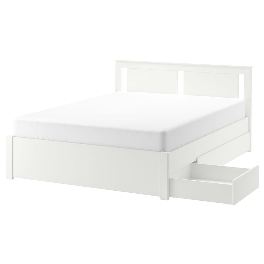 [pre-order] IKEA SONGESAND Bed frame with 2 storage boxes, white/Luröy, 180x200 cm