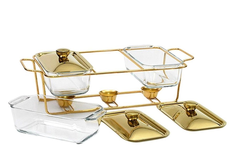 BÄHŪLU Chafing dish, 3 compartment, 1.3L each, 50.8 x 24 x 14 cm