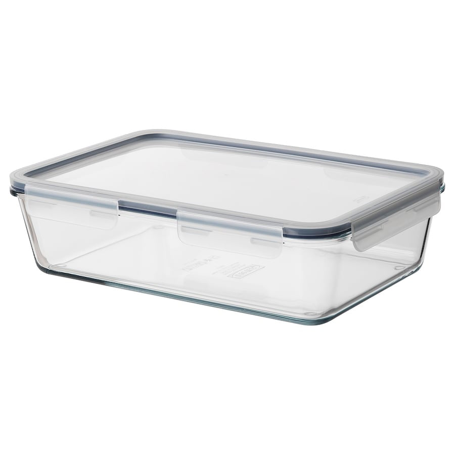 IKEA 365+ Food container with lid, rectangular/glass plastic, 3.1 l