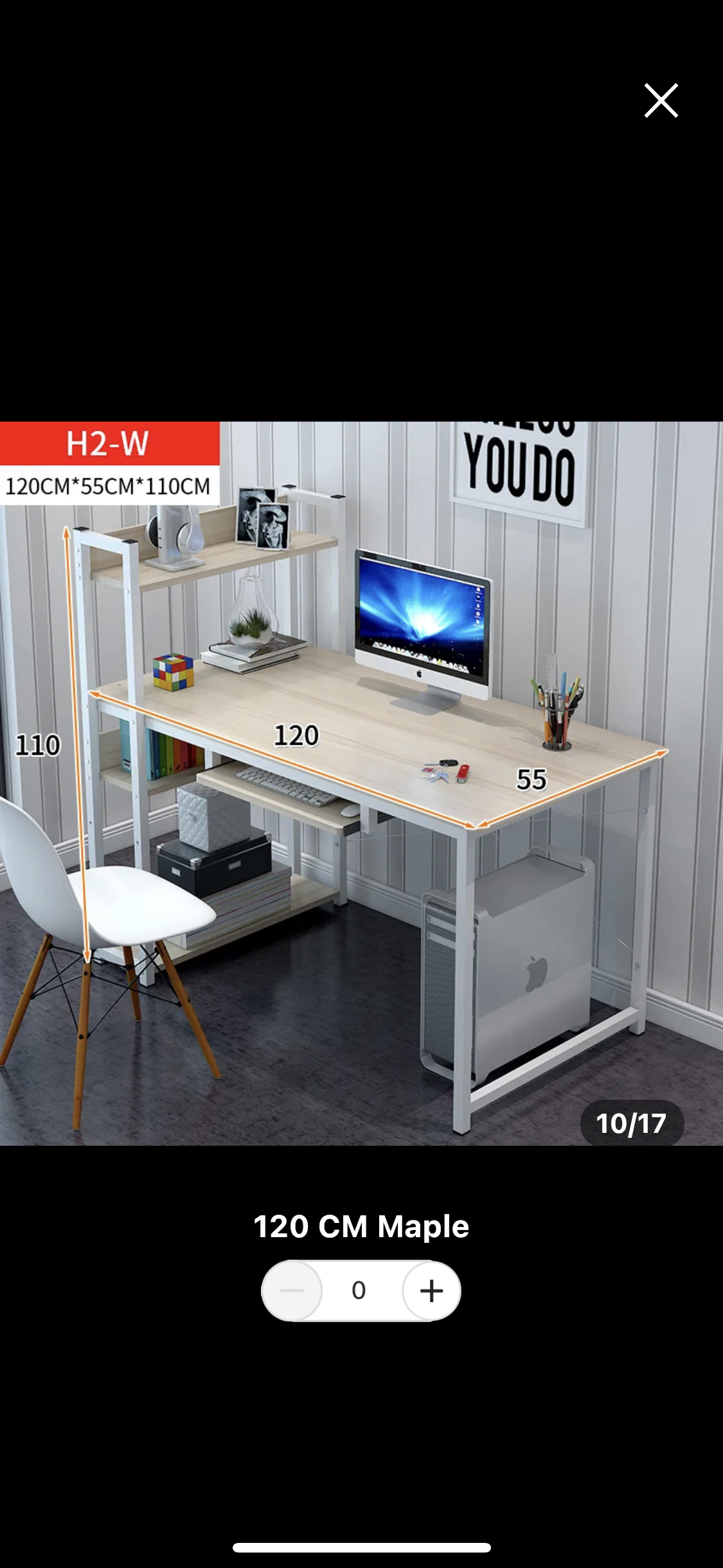 STĒDE Study Desk with 4 layer storage shelf without keyboard insert, 120 cm