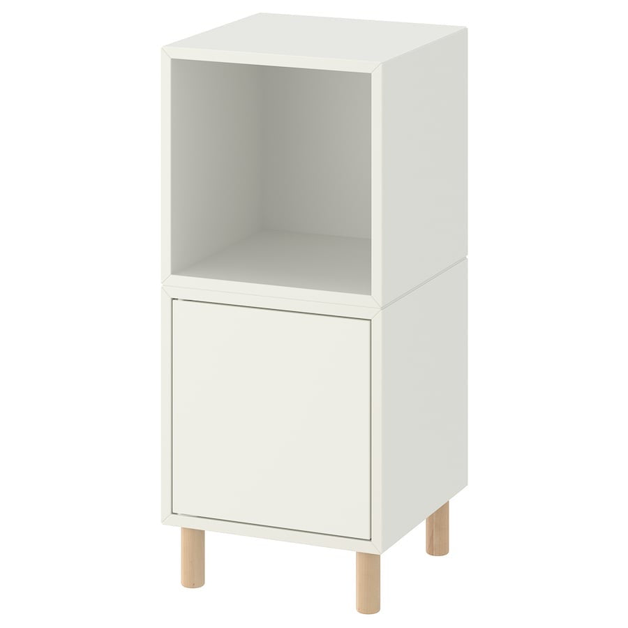 EKET Cabinet combination with legs, white/wood, 35x35x80 cm