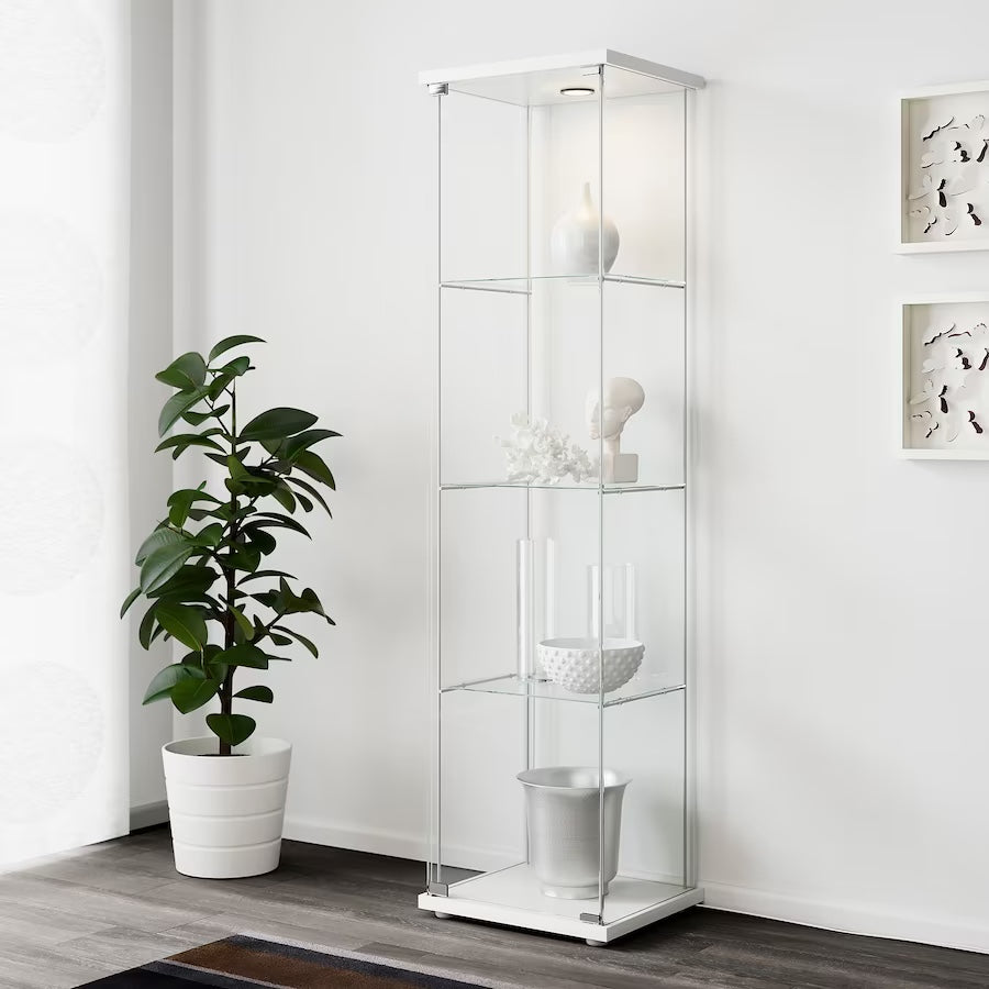 DETOLF Glass-door cabinet, white, 43x163 cm