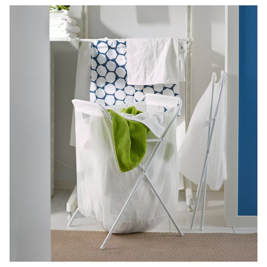 JÄLL Laundry bag with stand, white, 50 L