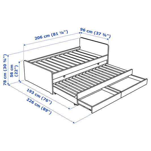 [pre-order] IKEA SLÄKT Bed frame with underbed and storage, white 90x200 cm