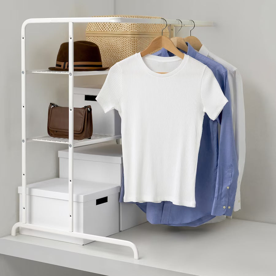 RASSLIG Shelving unit with clothes rail, white