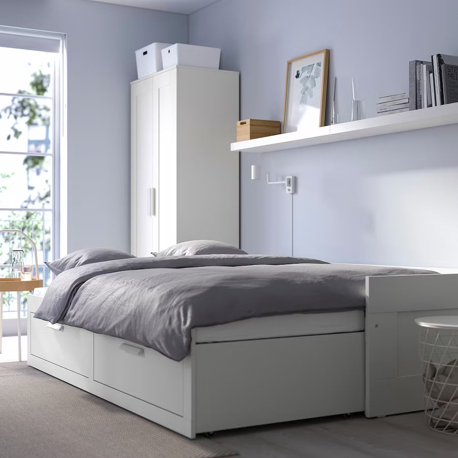 BRIMNES Day-bed frame with 2 drawers, white, 80x200 cm