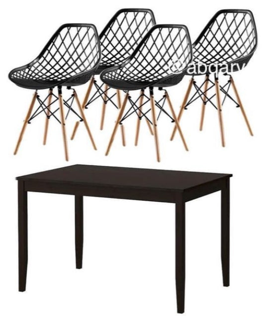 LERHAMN / KUTILAPAM Table and 4 chairs, black/black, 120x73 cm