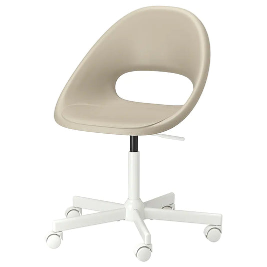 IKEA ELDBERGET / MALSKÄR Swivel chair, beige/white
