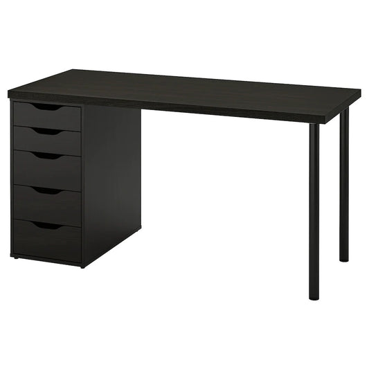 LAGKAPTEN / ALEX Desk, black-brown140x60 cm