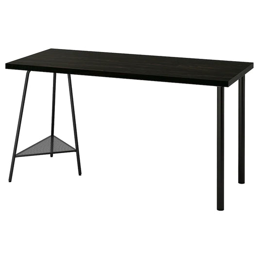 LAGKAPTEN / TILLSLAG Desk, black-brown/black, 140x60 cm