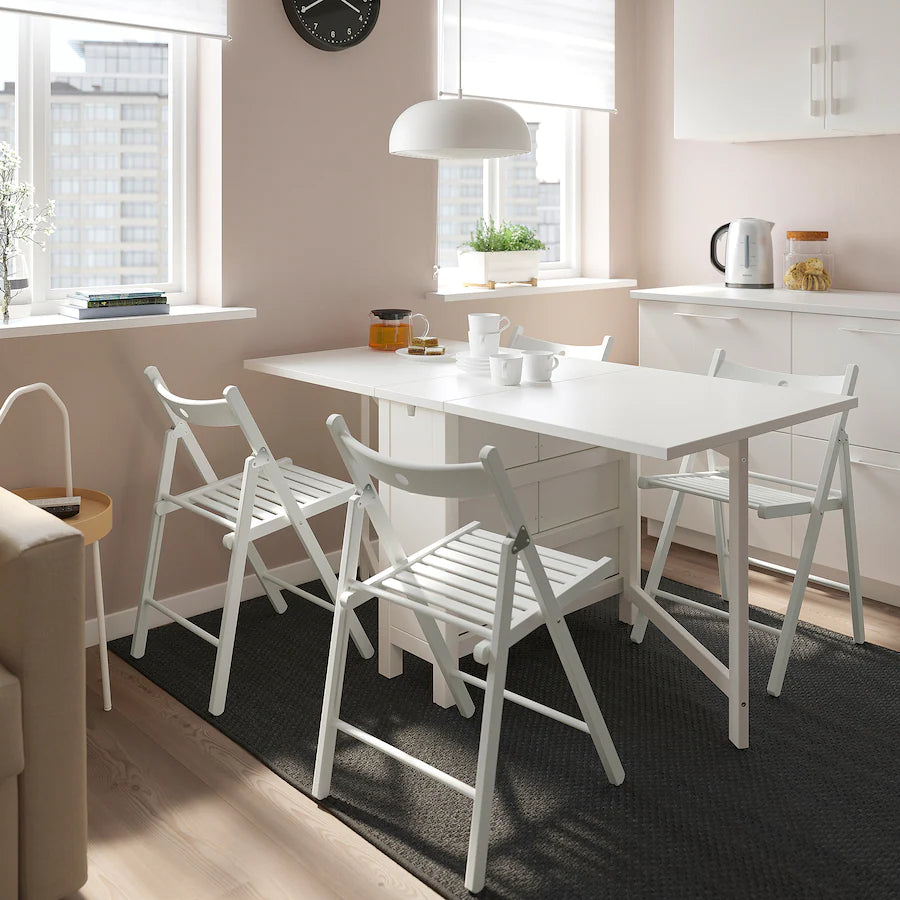 [pre-order] NORDEN / TERJE Table and 4 chairs, foldable white/white, 26/89/152 cm