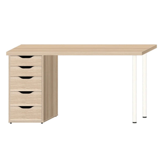 LAGKAPTEN / ALEX Desk, white oak stained/white140x60 cm