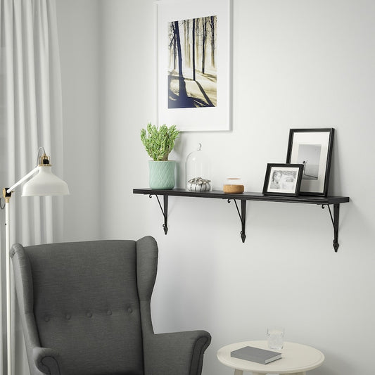 BERGSHULT / KROKSHULT Wall shelf, brown-black/anthracite, 120x20 cm