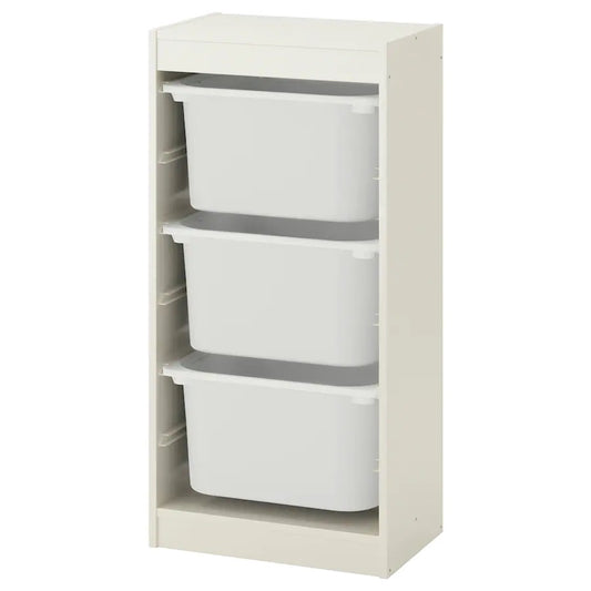 TROFAST Storage combination with boxes, white/white 46x30x95 cm