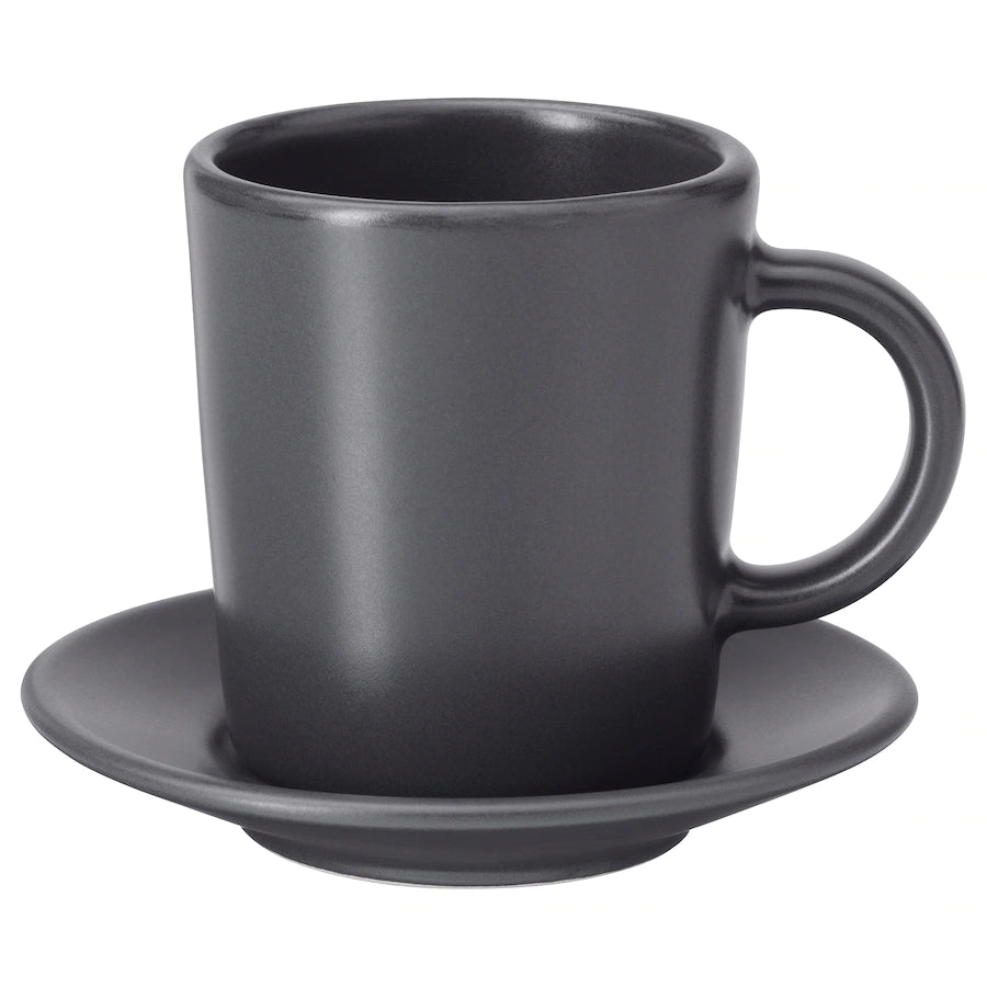 DINERA Espresso cup and saucer, dark grey, 9 cl