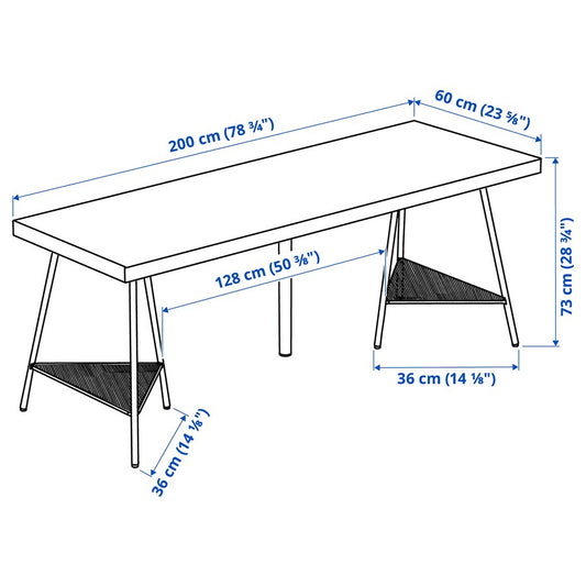 LAGKAPTEN / TILLSLAG Desk, dark grey/black, 200x60 cm