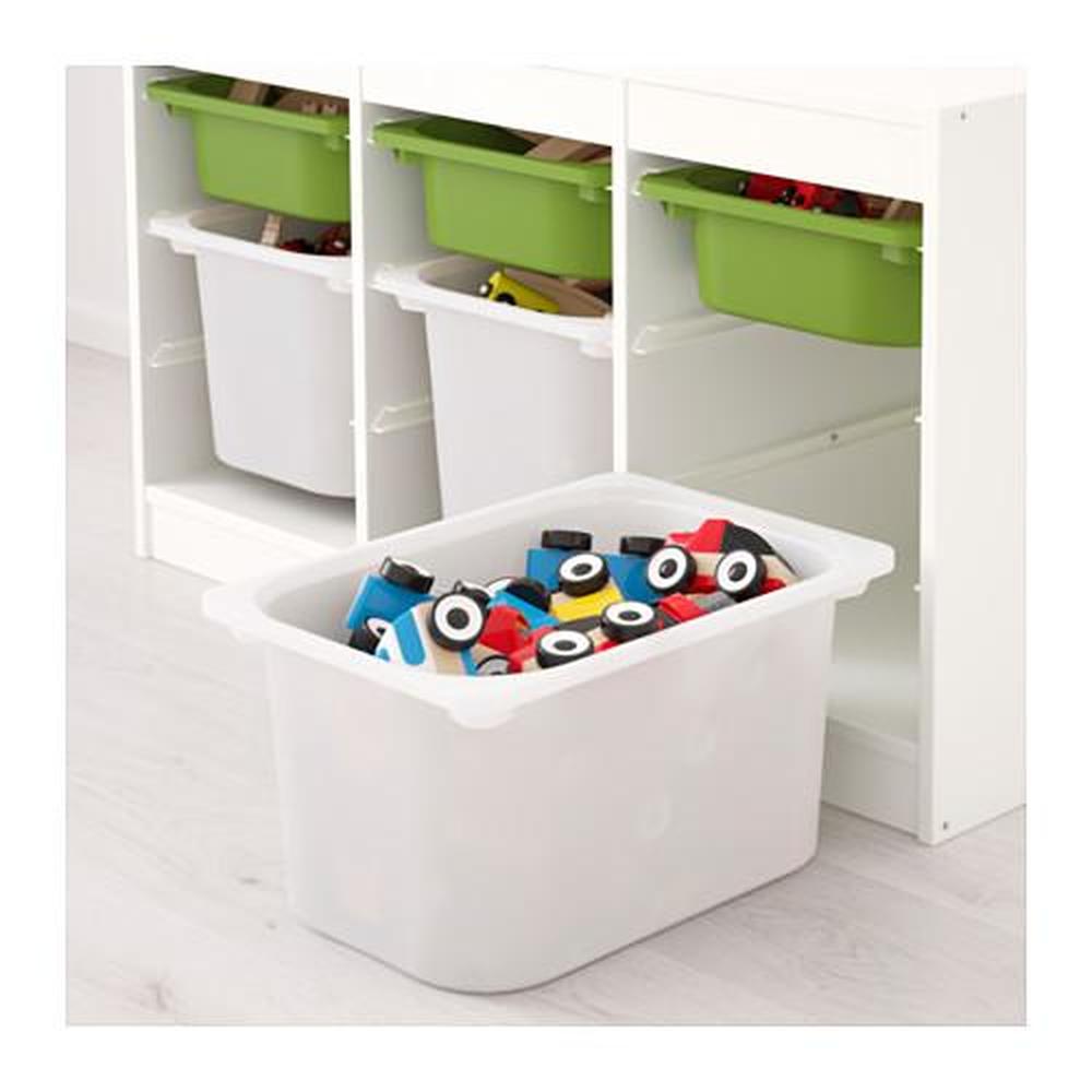 TROFAST Storage combination with boxes, white/green 99x44x56 cm