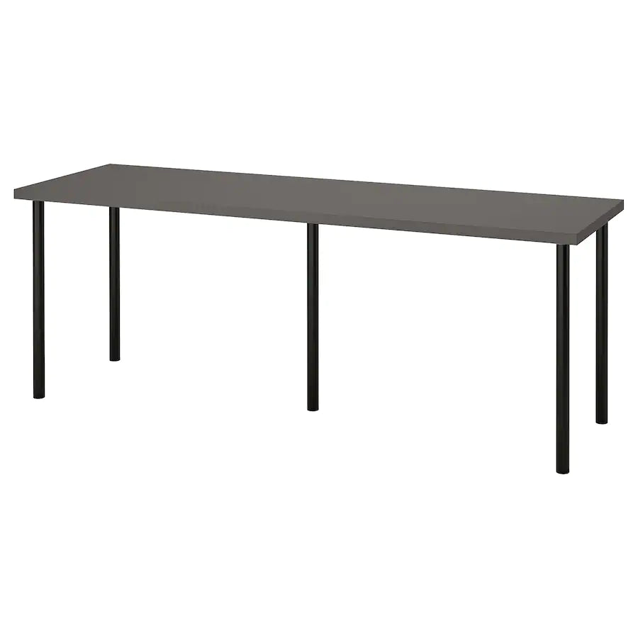LAGKAPTEN / ADILS Desk, dark grey/black, 200x60 cm