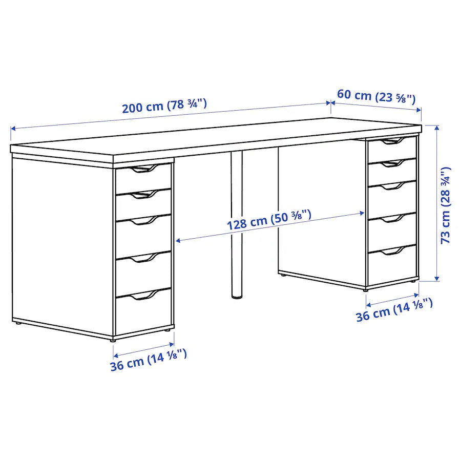 LAGKAPTEN / ALEX Desk, black-brown200x60 cm