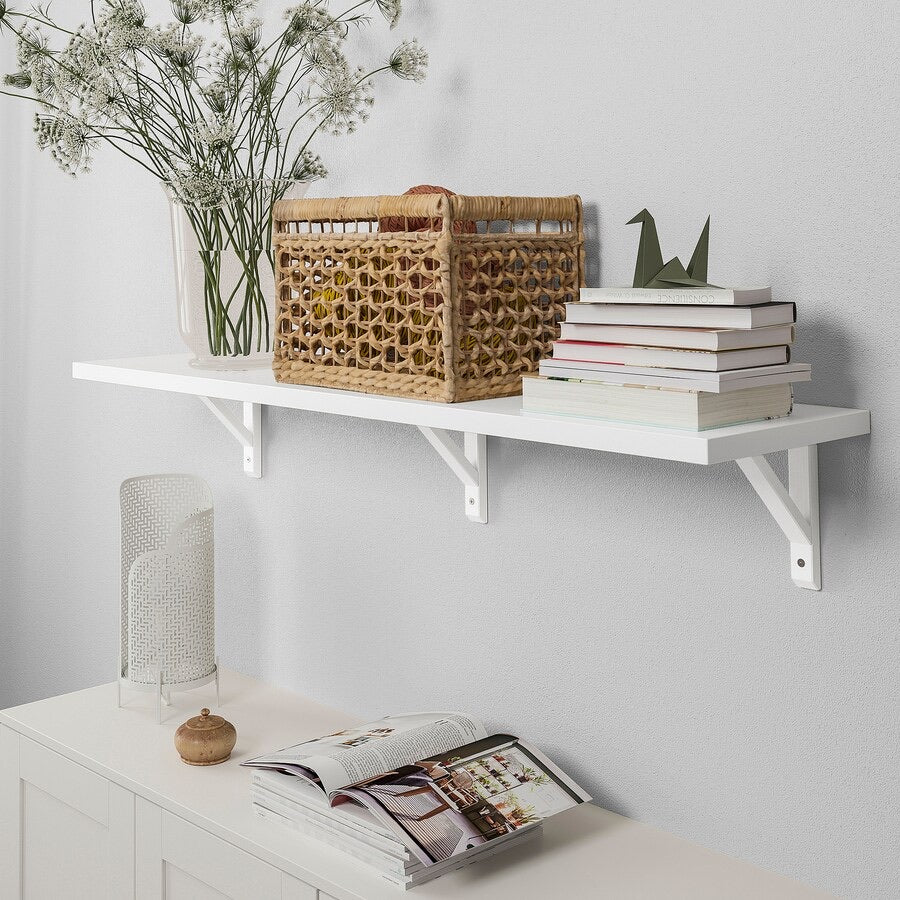 BERGSHULT / SANDSHULT Wall shelf, white/white stained aspen, 120x30 cm