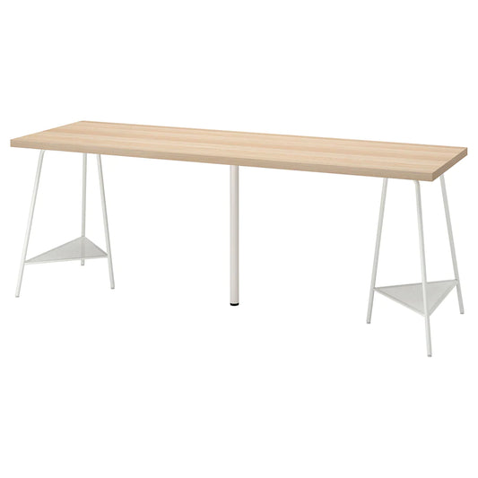 IKEA LAGKAPTEN / TILLSLAG Desk, white stained oak/white, 200x60 cm