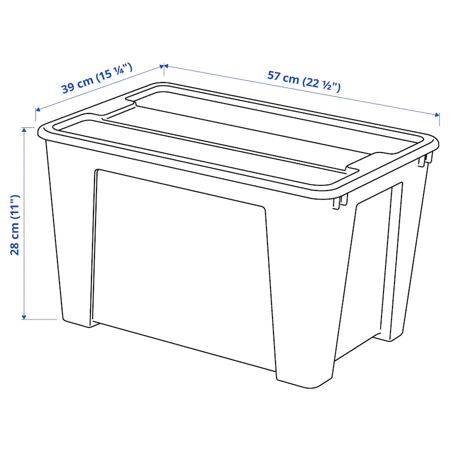 SAMLA Box with lid, transparent57x39x28 cm/45 l