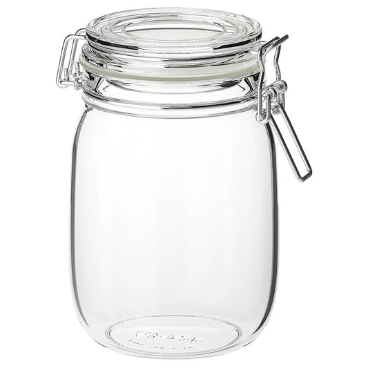 KORKEN Jar with lid, clear glass 1 l