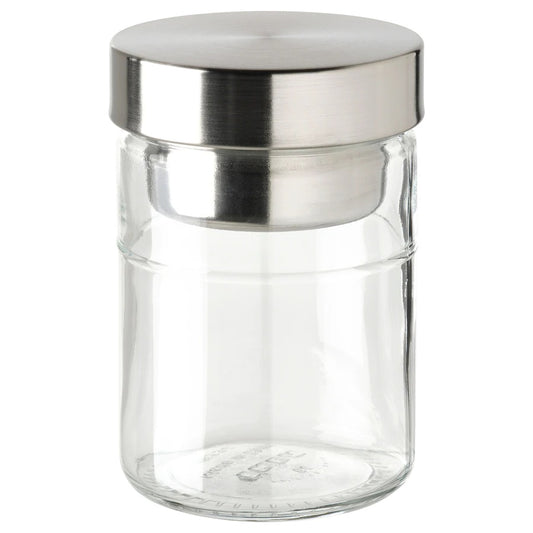 DAGKLAR Jar with insert, clear glass/stainless steel0.4 l