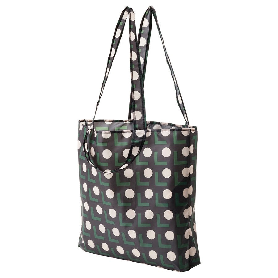 SKYNKE Carrier bag, black/beige dot pattern, 45x36 cm