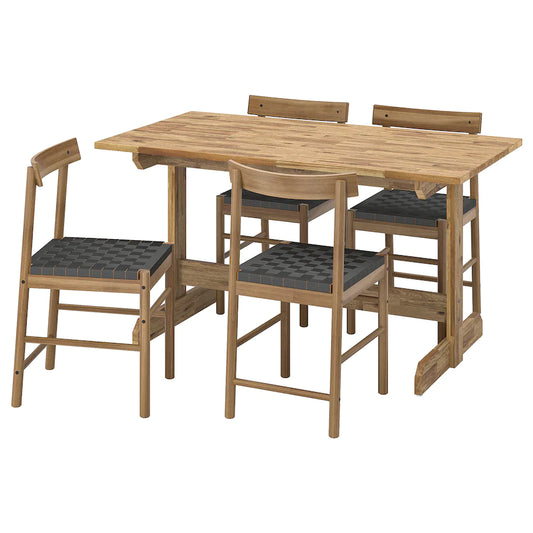 [pre-order] NACKANÄS / NACKANÄS Table and 4 chairs, acacia/acacia, 140 cm